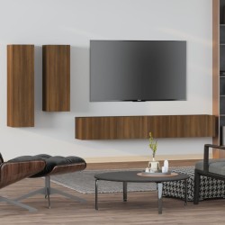 vidaXL 4-tlg. TV-Schrank-Set Braun Eichen-Optik Holzwerkstoff