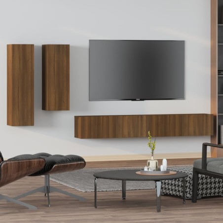 vidaXL 4-tlg. TV-Schrank-Set Braun Eichen-Optik Holzwerkstoff