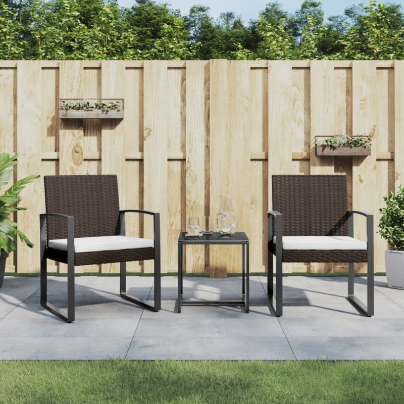 vidaXL 3-tlg. Garten-Essgruppe mit Kissen Braun PP-Rattan vidaXL 3-tlg. Garten-Essgruppe mit Kissen Braun PP-Rattan