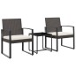 vidaXL 3-tlg. Garten-Essgruppe mit Kissen Braun PP-Rattan vidaXL 3-tlg. Garten-Essgruppe mit Kissen Braun PP-Rattan
