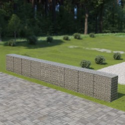 vidaXL Gabionenwand mit Abdeckung Verzinkter Stahl 900×50×100 cm