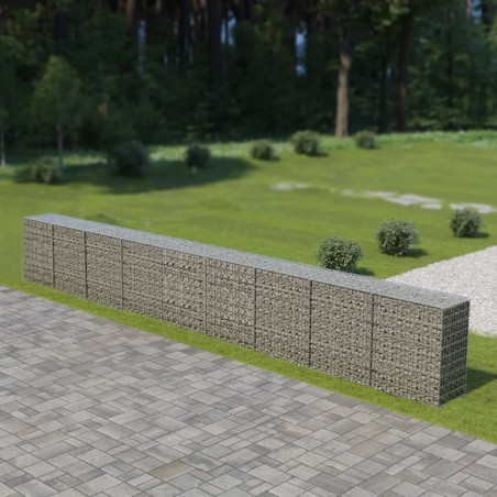 vidaXL Gabionenwand mit Abdeckung Verzinkter Stahl 900×50×100 cm