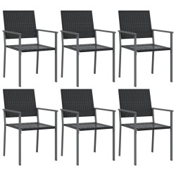 vidaXL Gartenstühle 6 Stk. Schwarz 54x62,5x89 cm Poly Rattan