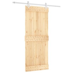 vidaXL Schiebetür mit Beschlag 85x210 cm Massivholz Kiefer