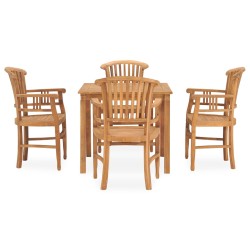 vidaXL 5-tlg. Garten-Essgruppe Massivholz Teak 