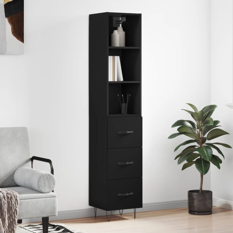 vidaXL Highboard Schwarz 34,5x34x180 cm Holzwerkstoff vidaXL Highboard Schwarz 34,5x34x180 cm Holzwerkstoff