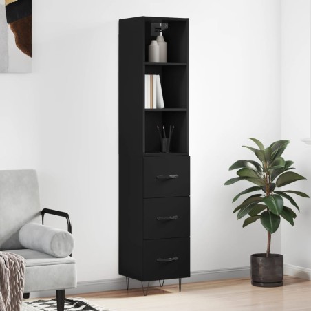 vidaXL Highboard Schwarz 34,5x34x180 cm Holzwerkstoff