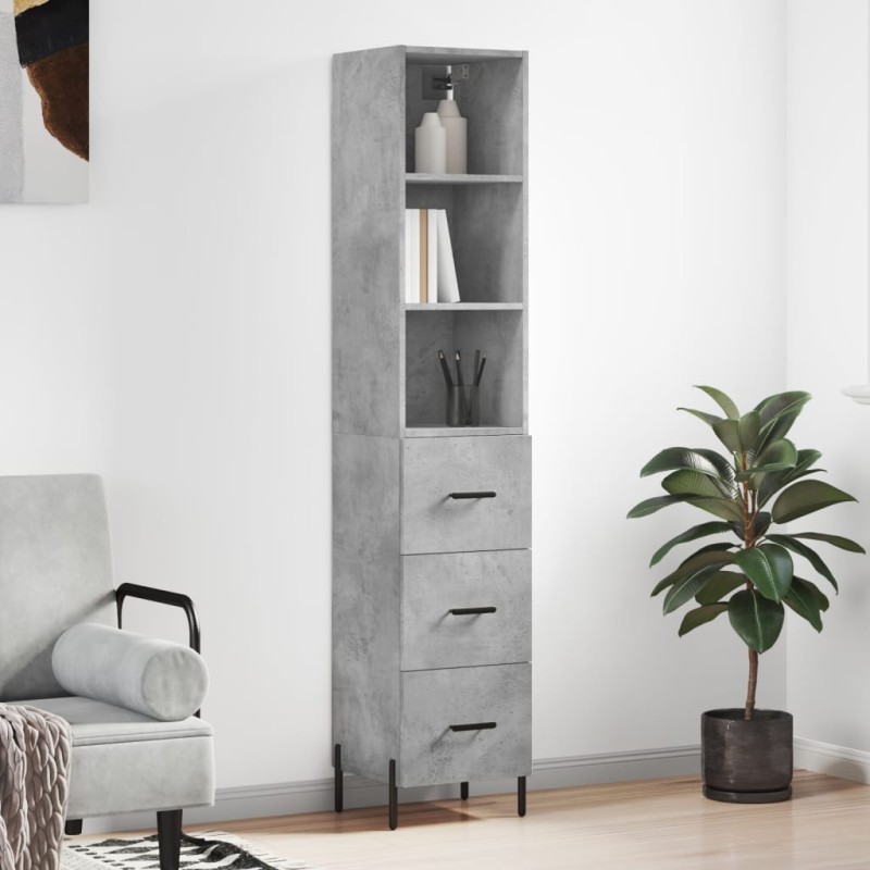 vidaXL Highboard Betongrau 34,5x34x180 cm Holzwerkstoff vidaXL Highboard Betongrau 34,5x34x180 cm Holzwerkstoff