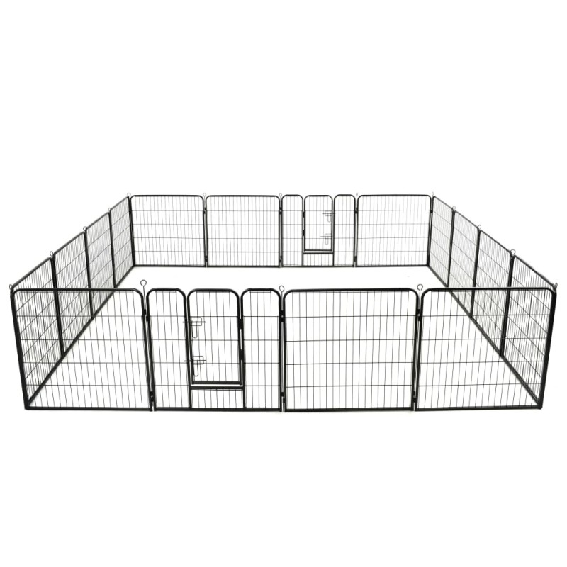 vidaXL Hunde-Laufstall 16 Panels Stahl 80x80 cm Schwarz vidaXL Hunde-Laufstall 16 Panels Stahl 80x80 cm Schwarz