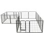 vidaXL Hunde-Laufstall 16 Panels Stahl 80x80 cm Schwarz vidaXL Hunde-Laufstall 16 Panels Stahl 80x80 cm Schwarz