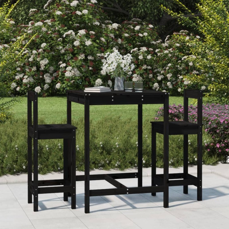 vidaXL 3-tlg. Gartenbar-Set Schwarz Massivholz Kiefer vidaXL 3-tlg. Gartenbar-Set Schwarz Massivholz Kiefer