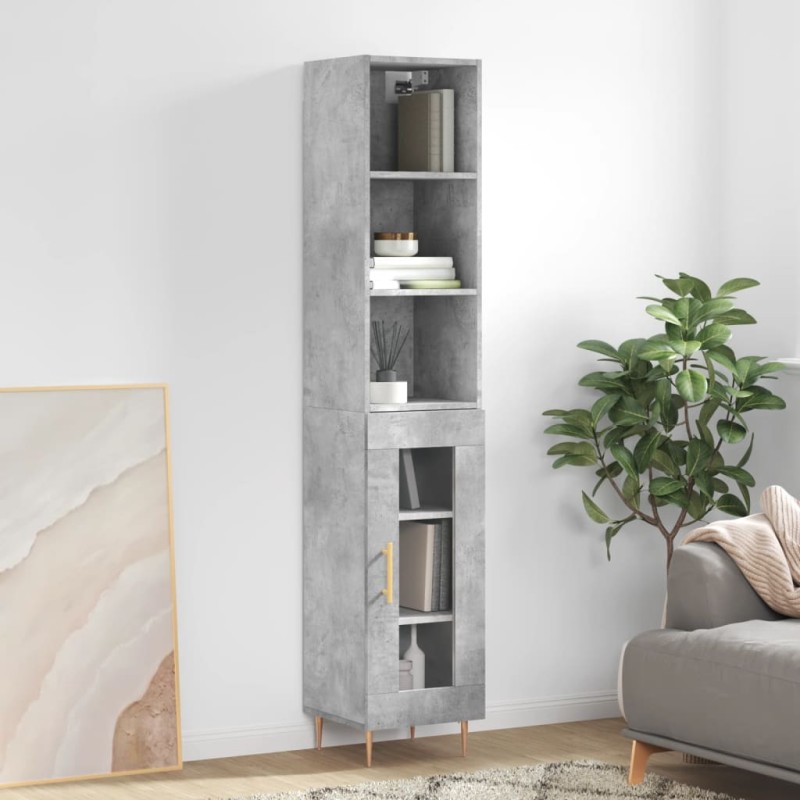 vidaXL Highboard Betongrau 34,5x34x180 cm Holzwerkstoff vidaXL Highboard Betongrau 34,5x34x180 cm Holzwerkstoff