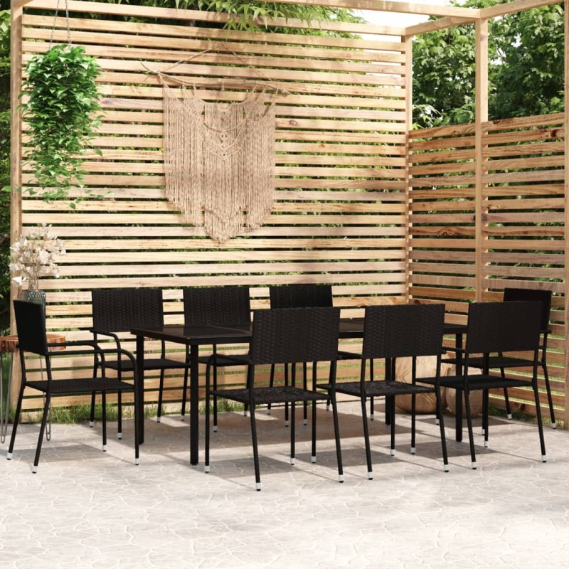 vidaXL 9-tlg. Garten-Essgruppe Schwarz vidaXL 9-tlg. Garten-Essgruppe Schwarz