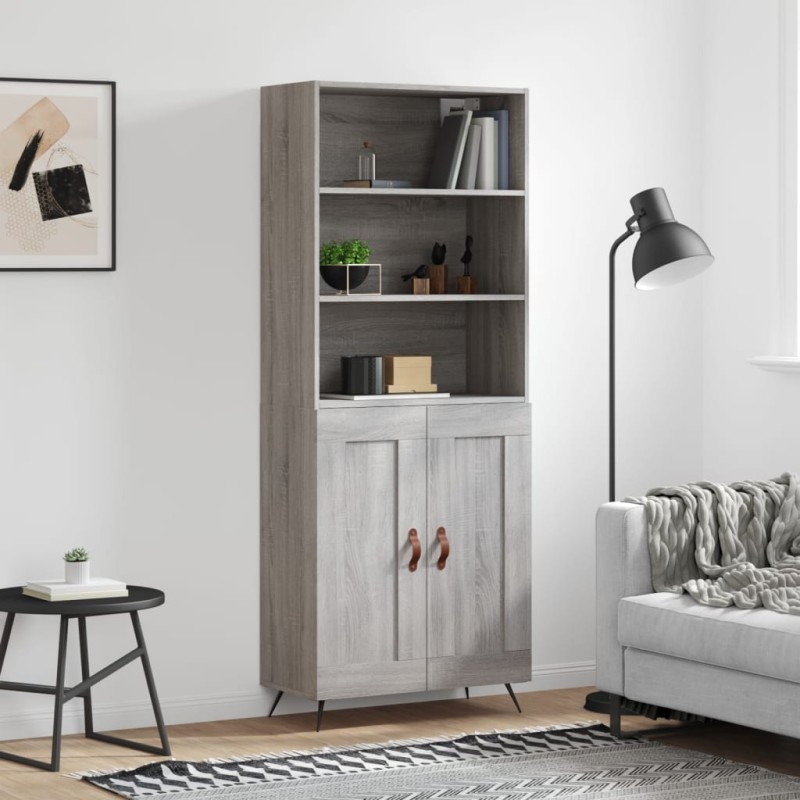 vidaXL Highboard Grau Sonoma 69,5x34x180 cm Holzwerkstoff vidaXL Highboard Grau Sonoma 69,5x34x180 cm Holzwerkstoff