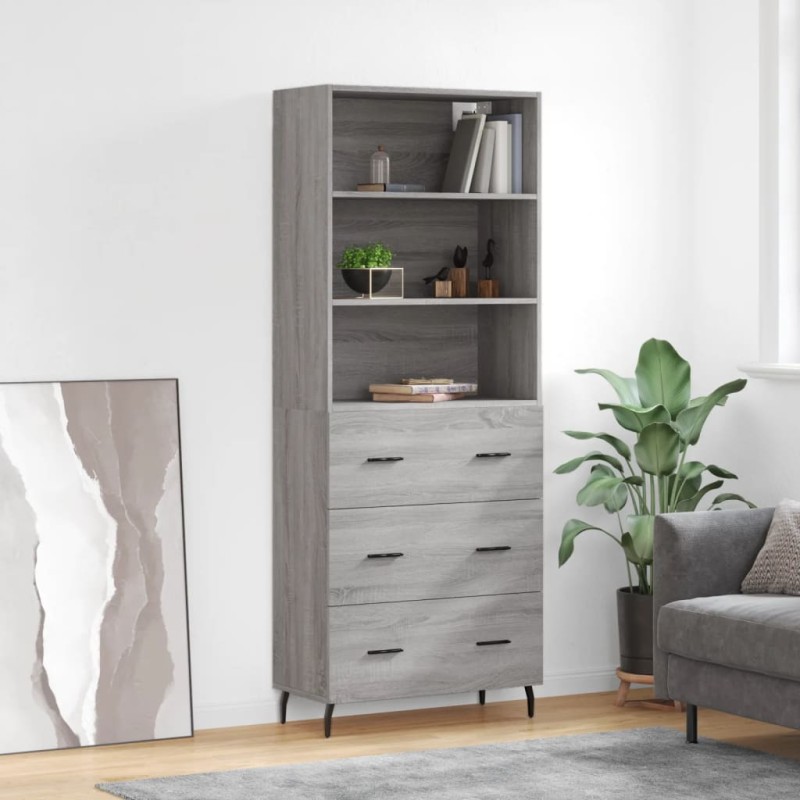 vidaXL Highboard Grau Sonoma 69,5x34x180 cm Holzwerkstoff vidaXL Highboard Grau Sonoma 69,5x34x180 cm Holzwerkstoff