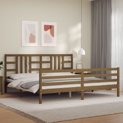 vidaXL Massivholzbett mit Kopfteil Honigbraun 200x200 cm