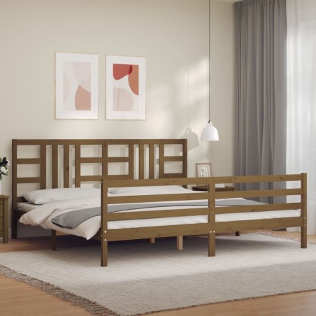 vidaXL Massivholzbett mit Kopfteil Honigbraun 200x200 cm