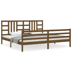 vidaXL Massivholzbett mit Kopfteil Honigbraun 200x200 cm