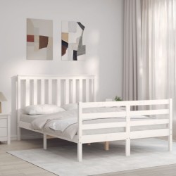 vidaXL Massivholzbett mit Kopfteil Weiß 140x190 cm