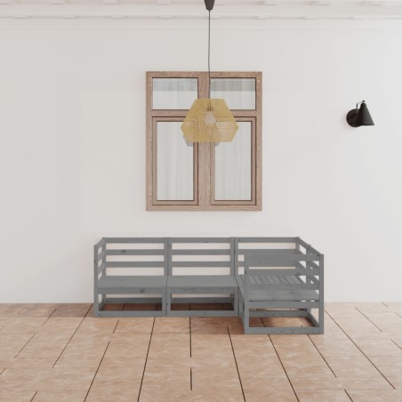 vidaXL 4-tlg. Garten-Lounge-Set Grau Massivholz Kiefer