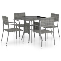 vidaXL 5-tlg. Garten-Essgruppe Poly Rattan Grau 