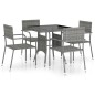 vidaXL 5-tlg. Garten-Essgruppe Poly Rattan Grau vidaXL 5-tlg. Garten-Essgruppe Poly Rattan Grau