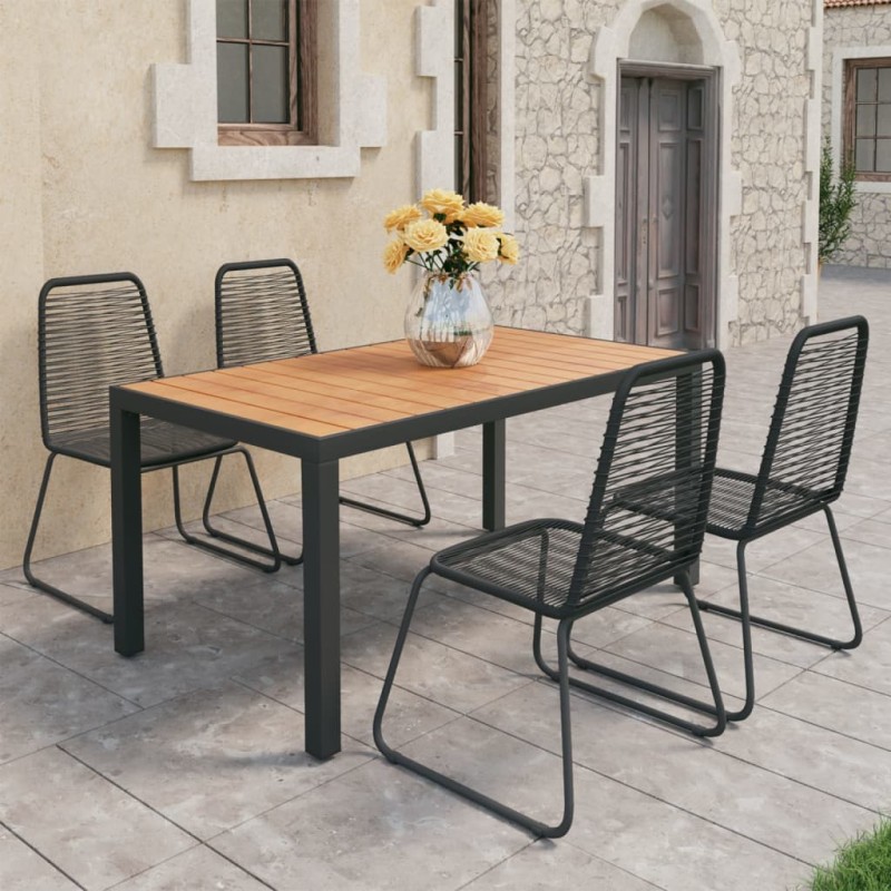 vidaXL 5-tlg. Garten-Essgruppe PVC Rattan Schwarz und Braun vidaXL 5-tlg. Garten-Essgruppe PVC Rattan Schwarz und Braun