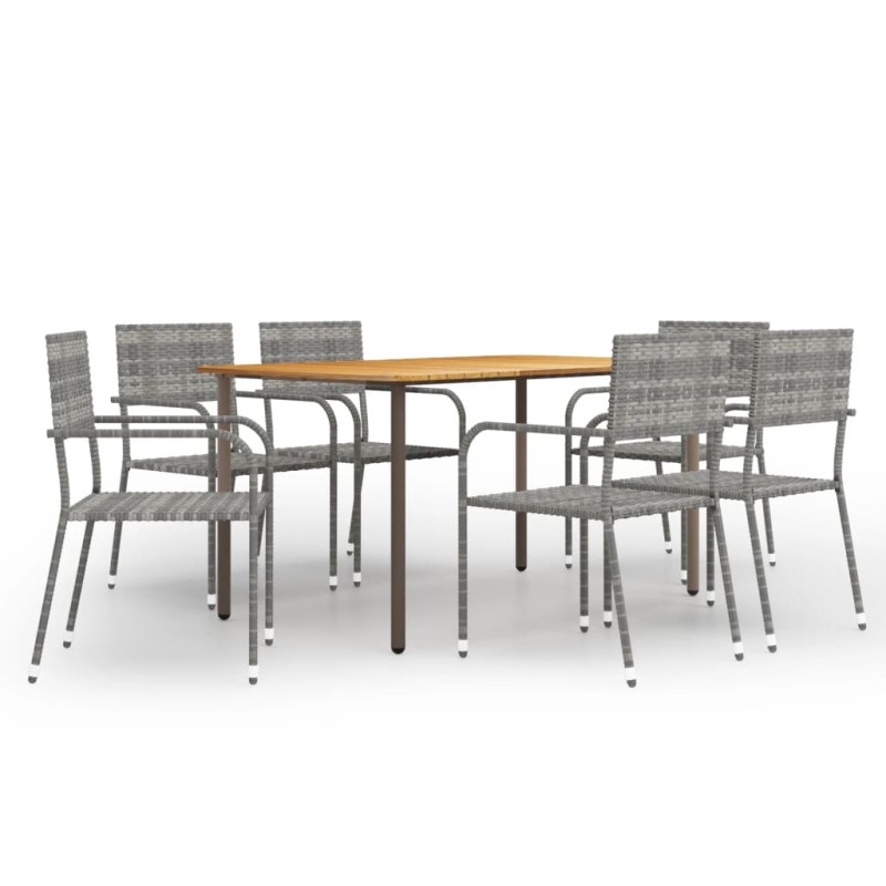 vidaXL 7-tlg. Garten-Essgruppe Poly Rattan Anthrazit vidaXL 7-tlg. Garten-Essgruppe Poly Rattan Anthrazit