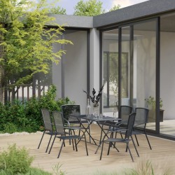 vidaXL 7-tlg. Garten-Essgruppe Stahl Anthrazit