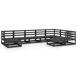 vidaXL 9-tlg. Garten-Lounge-Set Schwarz Massivholz Kiefer