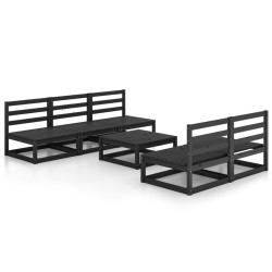 vidaXL 6-tlg. Garten-Lounge-Set Schwarz Massivholz Kiefer