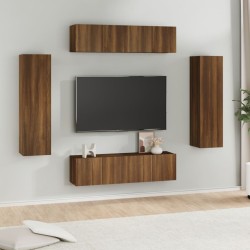 vidaXL 6-tlg. TV-Schrank-Set Braun Eichen-Optik Holzwerkstoff