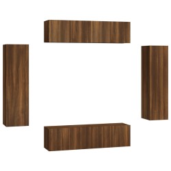 vidaXL 6-tlg. TV-Schrank-Set Braun Eichen-Optik Holzwerkstoff
