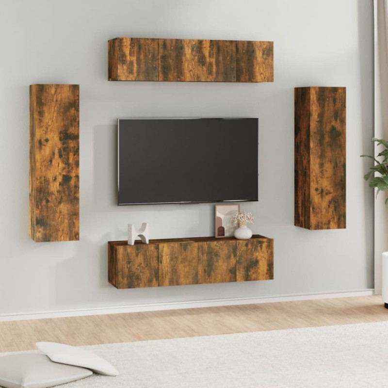 vidaXL 6-tlg. TV-Schrank-Set Räuchereiche Holzwerkstoff vidaXL 6-tlg. TV-Schrank-Set Räuchereiche Holzwerkstoff