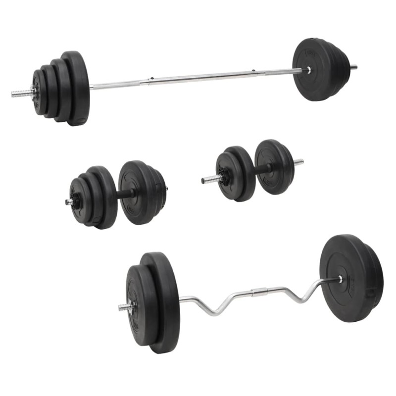 vidaXL Langhantel und Kurzhantel mit Gewichten 120 kg vidaXL Langhantel und Kurzhantel mit Gewichten 120 kg