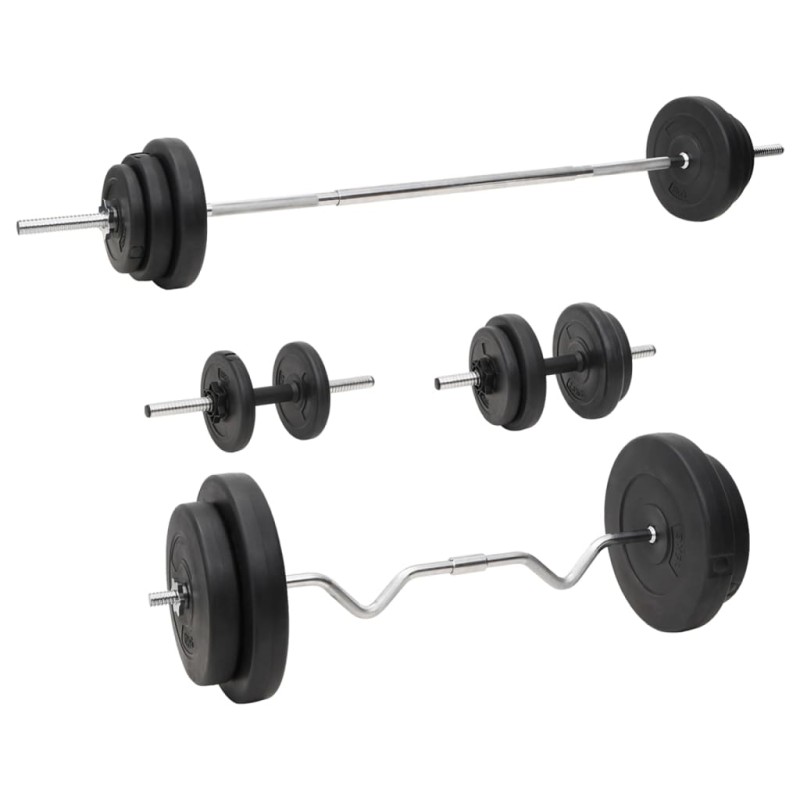 vidaXL Langhantel und Kurzhantel mit Gewichten 90 kg vidaXL Langhantel und Kurzhantel mit Gewichten 90 kg