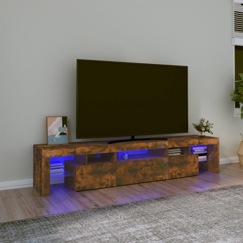 vidaXL TV-Schrank mit LED-Leuchten Räuchereiche 200x36,5x40 cm vidaXL TV-Schrank mit LED-Leuchten Räuchereiche 200x36,5x40 cm
