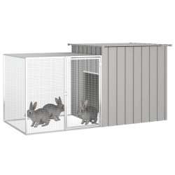 vidaXL Kaninchenkäfig Grau 200x91x100 cm Verzinkter Stahl