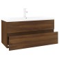 vidaXL Waschbeckenschrank mit Einbaubecken Braun Eiche Holzwerkstoff vidaXL Waschbeckenschrank mit Einbaubecken Braun Eiche Holzwerkstoff