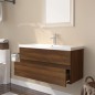 vidaXL Waschbeckenschrank mit Einbaubecken Braun Eiche Holzwerkstoff vidaXL Waschbeckenschrank mit Einbaubecken Braun Eiche Holzwerkstoff