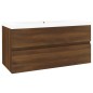 vidaXL Waschbeckenschrank mit Einbaubecken Braun Eiche Holzwerkstoff vidaXL Waschbeckenschrank mit Einbaubecken Braun Eiche Holzwerkstoff