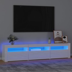 vidaXL TV-Schrank mit LED-Leuchten Hochglanz-Weiß 180x35x40 cm