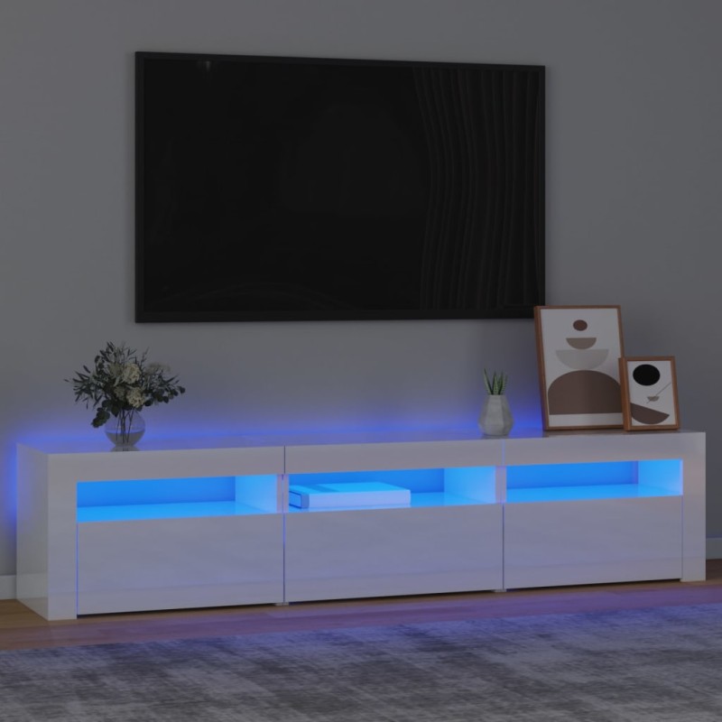 vidaXL TV-Schrank mit LED-Leuchten Hochglanz-Weiß 180x35x40 cm vidaXL TV-Schrank mit LED-Leuchten Hochglanz-Weiß 180x35x40 cm