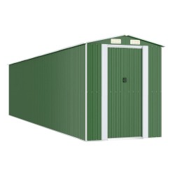 vidaXL Geräteschuppen Grün 192x855x223 cm Verzinkter Stahl