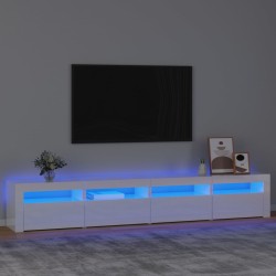vidaXL TV-Schrank mit LED-Leuchten Hochglanz-Weiß 240x35x40 cm