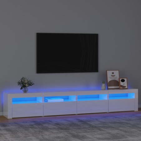 vidaXL TV-Schrank mit LED-Leuchten Hochglanz-Weiß 240x35x40 cm