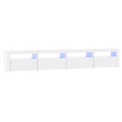 vidaXL TV-Schrank mit LED-Leuchten Hochglanz-Weiß 240x35x40 cm