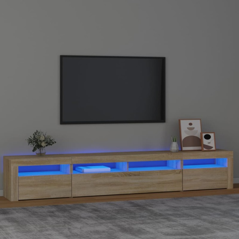 vidaXL TV-Schrank mit LED-Leuchten Sonoma-Eiche 240x35x40 cm vidaXL TV-Schrank mit LED-Leuchten Sonoma-Eiche 240x35x40 cm