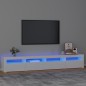 vidaXL TV-Schrank mit LED-Leuchten Hochglanz-Weiß 240x35x40 cm