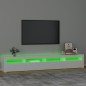 vidaXL TV-Schrank mit LED-Leuchten Hochglanz-Weiß 240x35x40 cm